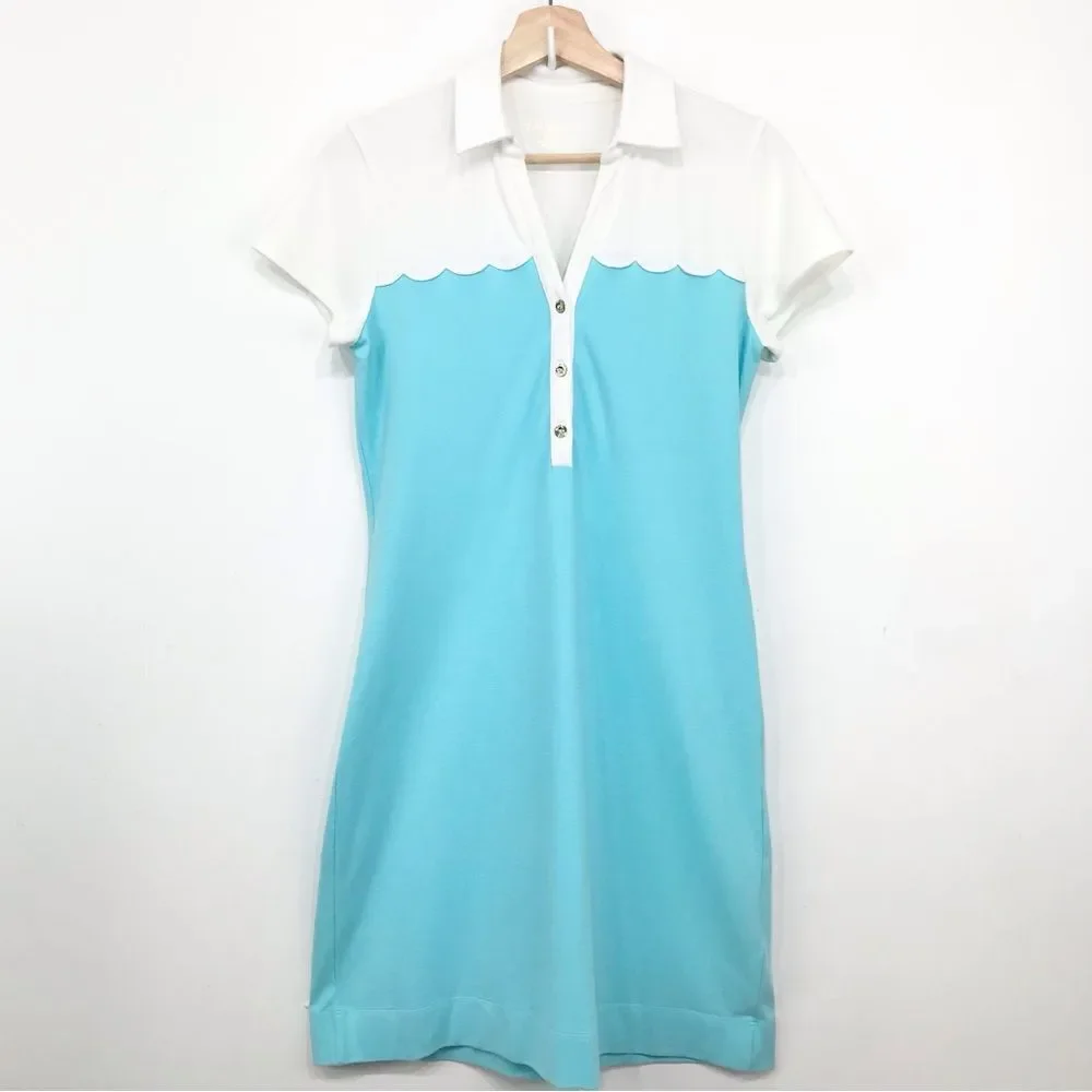 Lilly Pulitzer White and Light Blue Polo Mini Dress - Picture 6 of 16